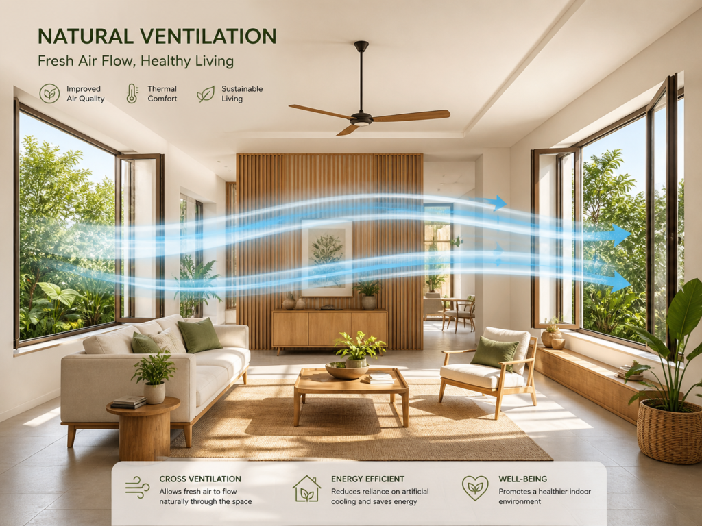 Natural ventilation in building design aligns with feng shui and building science principles